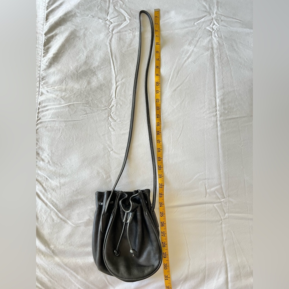 Vintage Coach Black Leather Drawstring Marble Bucket Bag Crossbody Purse - Picture 10 of 11